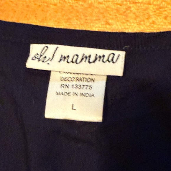 Navy Blue Embroidered Women's Maternity Top - Picture 3 of 7